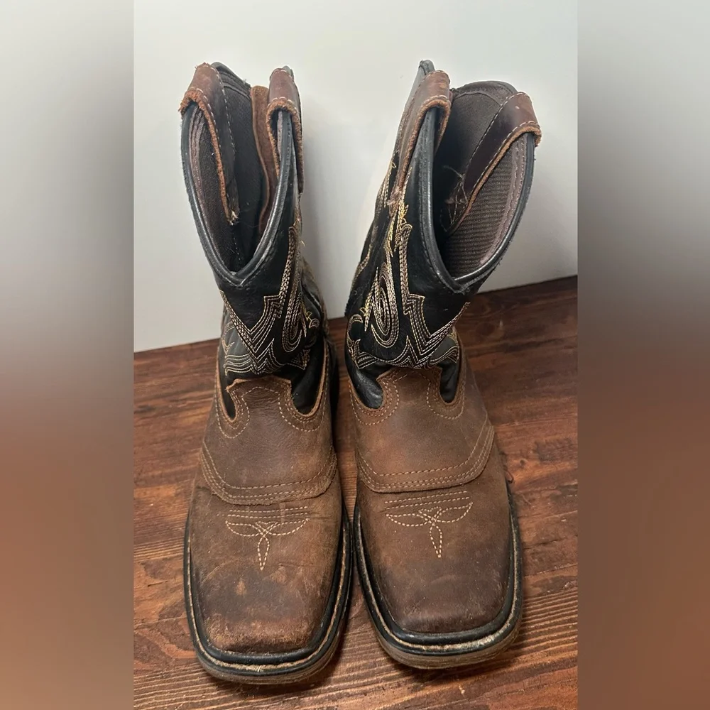 Georgia Boot Carbo-Tec Kids Us Size 2‎ Pull-On Zip Saddle Boot Brown GB00343C.